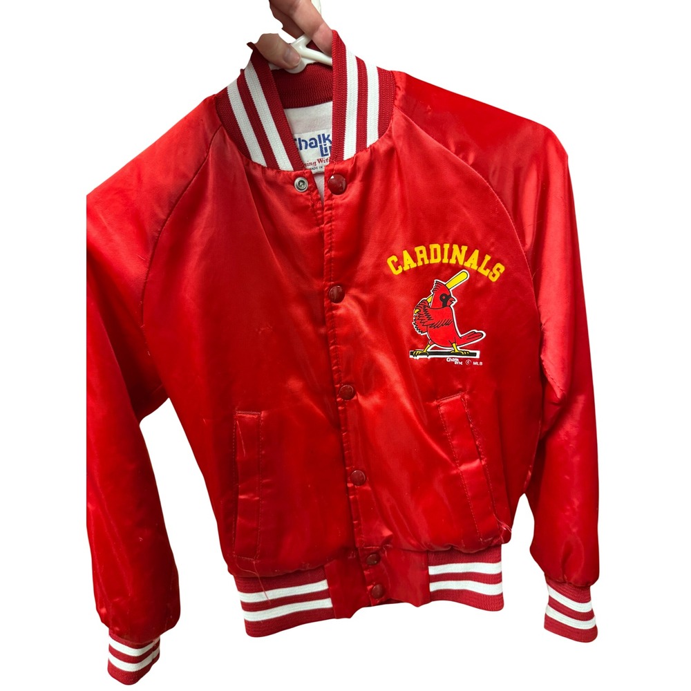 Vintage Chalk Line St Louis Cardinals Kids Red Satin Varsity Bomber Jacket USA